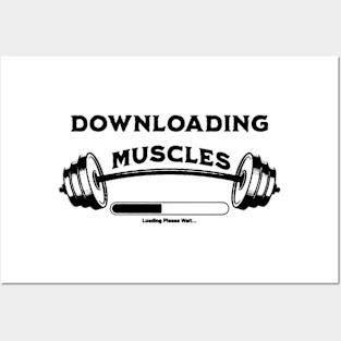 Downloading muscle | gym t-shirt | gym wear | gym motivation products | gym products Posters and Art